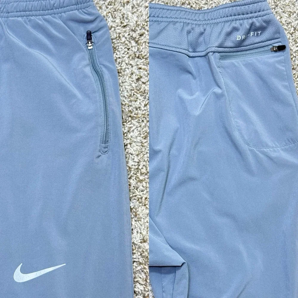 Nike Mens L Dri-FIT Flex Running Pants Gray Tapered Zip Cuff Reflective 885280